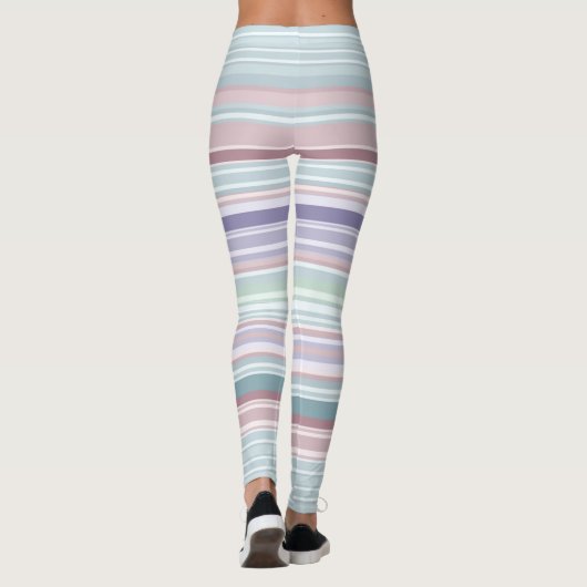 Aqua, Blush and Lavender Stripes Leggings (Rückseite)