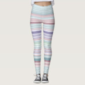 Aqua, Blush and Lavender Stripes Leggings (Vorderseite)