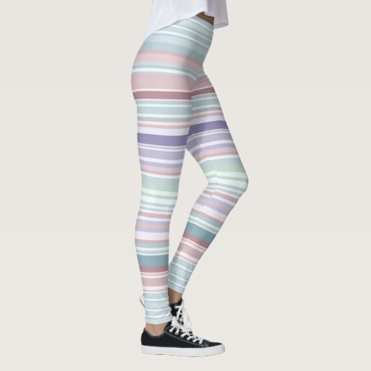 Aqua, Blush and Lavender Stripes Leggings (Rechts)