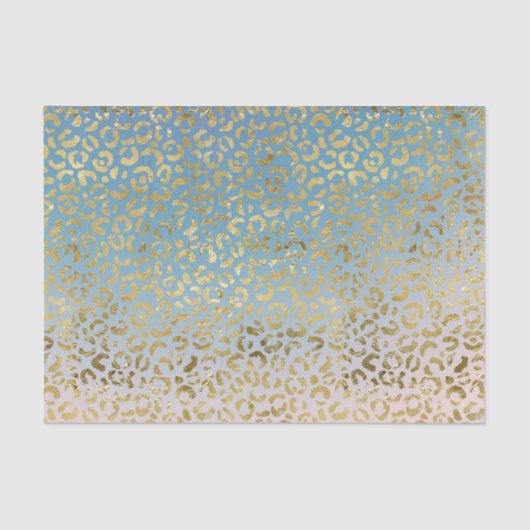 Aqua Blush Gold Leopard Print Seidenpapier (Vorderseite)