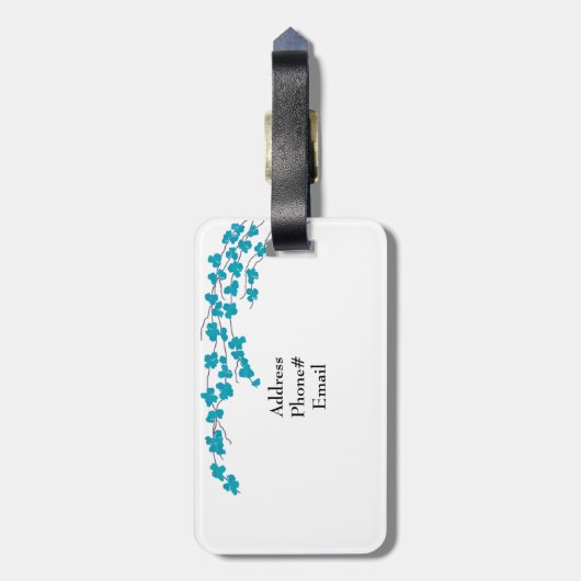 Aqua-Blüten und -Branchen Gepäckanhänger (Rückseite vertikal)