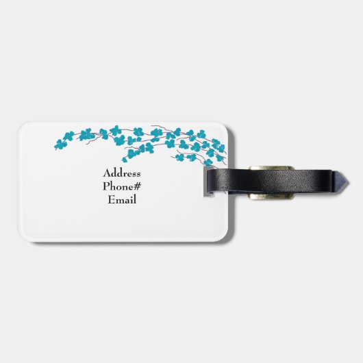 Aqua-Blüten und -Branchen Gepäckanhänger (Rückseite horizontal)