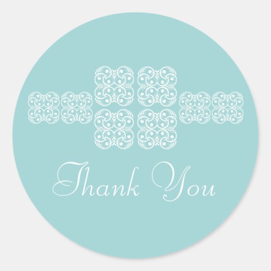 Aqua Bohemisch Chic Danke Stickers (Vorderseite)