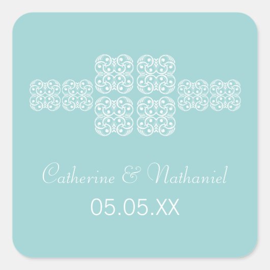 Aqua Bohemisch Chic Wedding Stickers (Vorderseite)