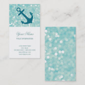Aqua Bokeh Nautical Glitzer Anchor Visitenkarte (Vorne/Hinten)