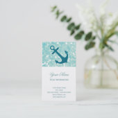Aqua Bokeh Nautical Glitzer Anchor Visitenkarte (Stehend Vorderseite)