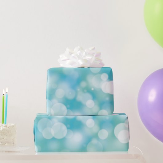 Aqua Bokeh Party Lights Geschenkpapier (Partygeschenke)