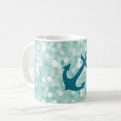 Aqua Bokeh SeeGlitzer-Anker Kaffeetasse (Vorderseite Links)