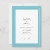 Aqua Bold Border Moderne Hochzeit Einladung (Vorderseite)