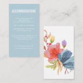 Aqua Bold Wildblumen Hochzeitsunterkunft Begleitkarte (Vorne/Hinten)