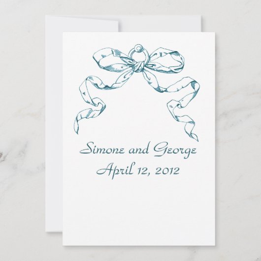 Aqua Bow Swag Wedding Einladung (Rückseite)