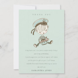 Aqua Boys Little Sailor Nautic jedes Alter Geburts Dankeskarte