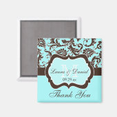 Aqua, Braun, Magnet der Gastgeschenk Hochzeit Weiß (Vorderseite/Rückseite)