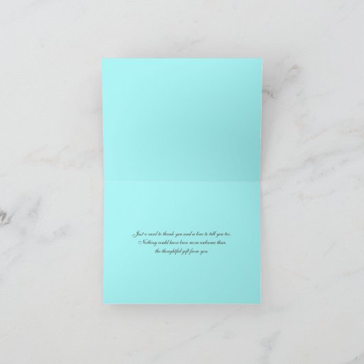 Aqua, Braun, Weiß Streifen Danke Karte (Innenseite)