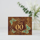 Aqua-Braungold-Tischnummer Postkarte (Stehend Vorderseite)