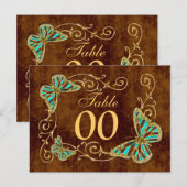 Aqua-Braungold-Tischnummer Postkarte (Vorne/Hinten)