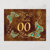 Aqua-Braungold-Tischnummer Postkarte (Rückseite)