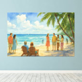 Aqua Breeze Beach Day Watercolor Leinwanddruck (Insitu (Holzboden))