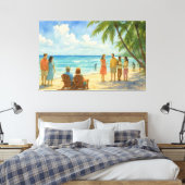 Aqua Breeze Beach Day Watercolor Leinwanddruck (Insitu (Schlafzimmer))