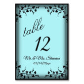 Aqua Bride Groom Namen und Datum Tischnummer (Rückseite)