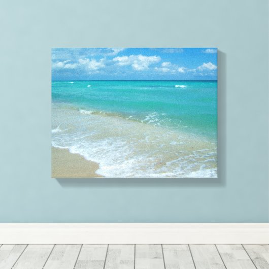 Aqua Bright Blue Beach Waves Leinwanddruck (Insitu (Holzboden))