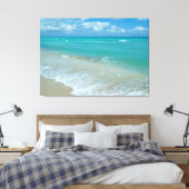 Aqua Bright Blue Beach Waves Leinwanddruck (Insitu (Schlafzimmer))
