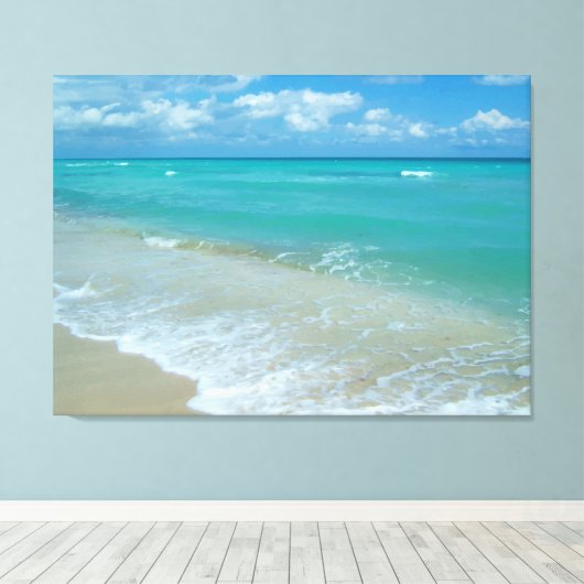 Aqua Bright Blue Beach Waves Leinwanddruck (Insitu (Holzboden))