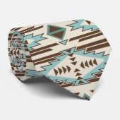 Aqua Brown Aztec Muster Krawatte (Gerollt)