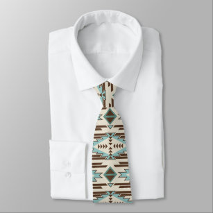 Aqua-Brown-Azteke-Muster Krawatte