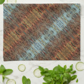 Aqua Brown Beige Tan Abstrakt gemustert Geschirrtuch (Gefaltet)