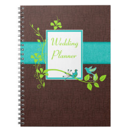Aqua Brown Green White Wedding Planner Notebook Notizblock