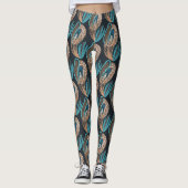 Aqua/Brown Peacock Leggings (Vorderseite)