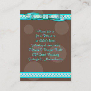 Aqua & Brown Polka Dots Bat Mitzvah Empfang Card Begleitkarte