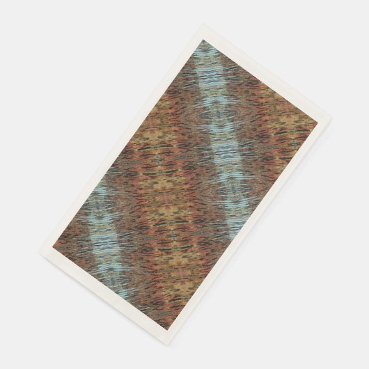 Aqua Brown und Orange Abstrakt Serviette (Ecke)