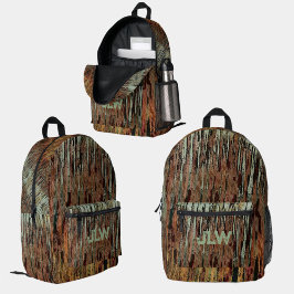 Aqua Brown und Orange Camouflage Outdoorsy Bedruckter Rucksack