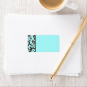 Aqua, Brown, White Damask Address Label Adressaufkleber (Insitu)