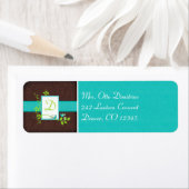 Aqua, Brown, White, Green Monogram Address Label (Insitu)