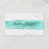 Aqua Brush Stroke Silver White Foil Marmor Visitenkarte (Vorderseite)