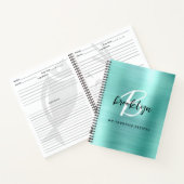 Aqua Brushed Metal Monogram Recipe Book Notizblock (Innenseite)