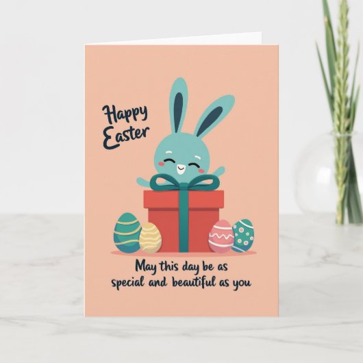Aqua Bunny Geschenkbox Karte (Vorderseite)