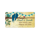 Aqua Bunting Vintag Love Birds Adressaufkleber (Vorne)