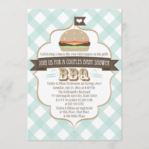 Aqua Burger Paare GRILLEN Baby Shower Einladungen