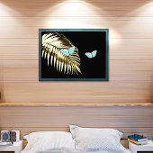 Aqua Butterfliegen auf Golden Palm Frond Foil Prin Foliendrucke