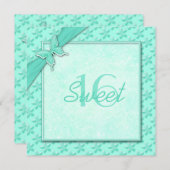 Aqua Butterfly 16 . Geburtstag Einladung (Vorne/Hinten)