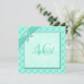 Aqua Butterfly 16 . Geburtstag Einladung (Stehend Vorderseite)