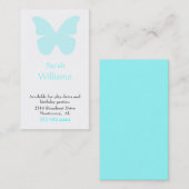 Aqua Butterfly Silhouette Girls Calling Card Telefonnummerkarte (Vorne/Hinten)