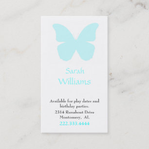 Aqua Butterfly Silhouette Girls Calling Card Telefonnummerkarte