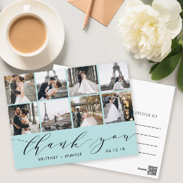 Aqua Calligraphy Script 8 Foto Danke, Postcard Postkarte