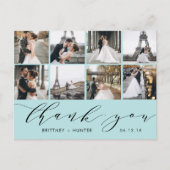 Aqua Calligraphy Script 8 Foto Danke, Postcard Postkarte (Vorderseite)