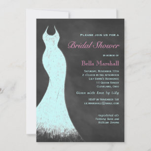 Aqua Chalk Bridal Dusche Einladung